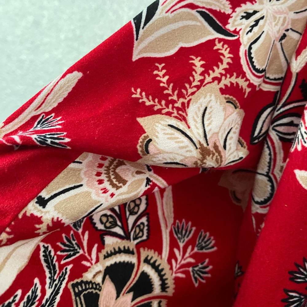 Lane Bryant Red Floral Blouse 26/28 County Cowgirl Cottagecore Boho Chic Flowy - Picture 6 of 8